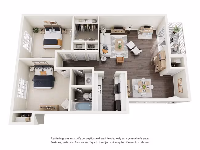 2 Beds • 1 Bath 002 floor plan