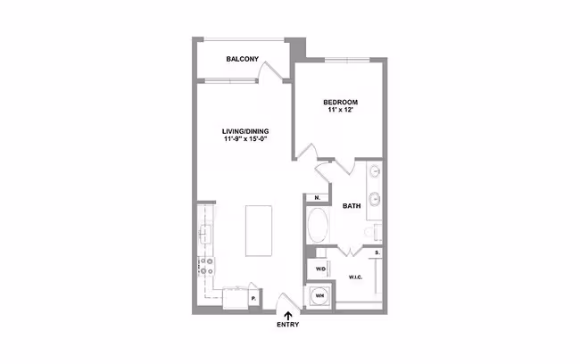 1 Bed • 1 Bath 7103 floor plan
