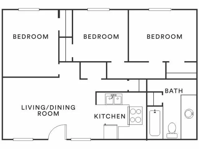 3 Beds • 2 Bath 156 floor plan