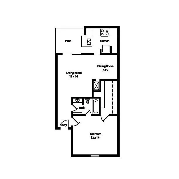 1 Bed • 1 Bath 608 floor plan