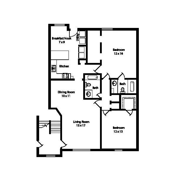 2 Beds • 2 Bath 1802 floor plan
