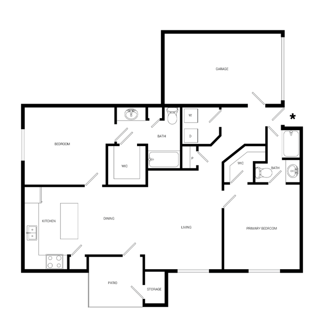 2 Beds • 2 Bath 0831 floor plan