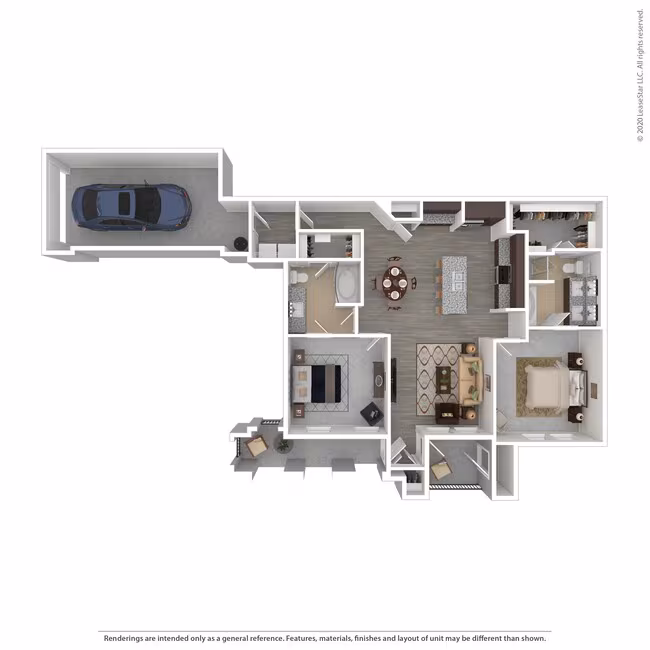 2 Beds • 2 Bath 04206 floor plan