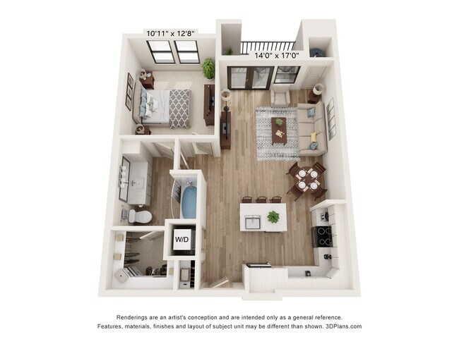 1 Bed • 1 Bath 8309 floor plan