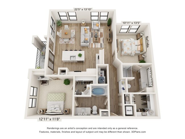 2 Beds • 2 Bath 5309 floor plan