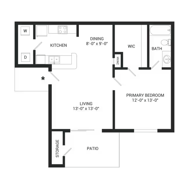 1 Bed • 1 Bath 0704 floor plan