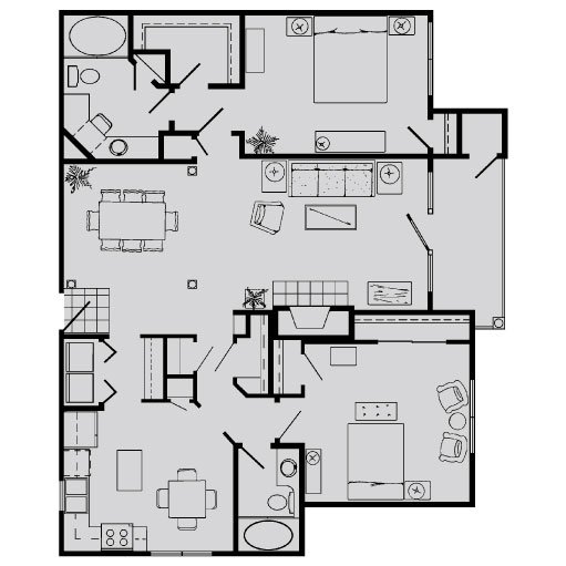2 Beds • 2 Bath 0630 floor plan