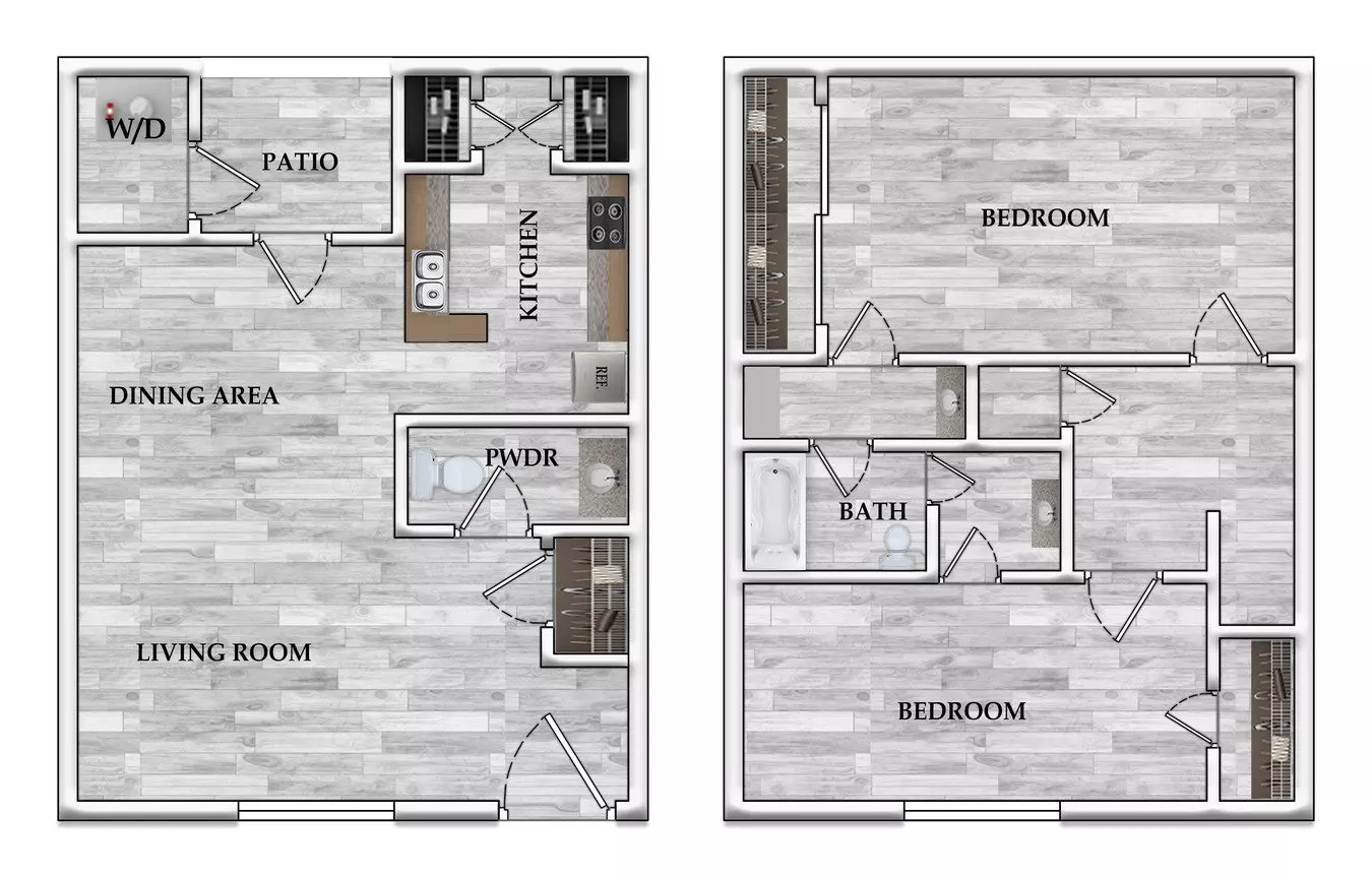 2 Beds • 2 Bath 076 floor plan
