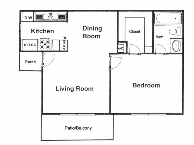 1 Bed • 1 Bath 116 floor plan