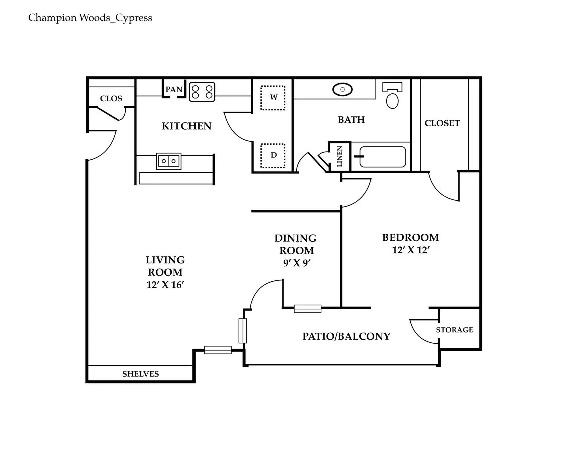 1 Bed • 1 Bath 705 floor plan