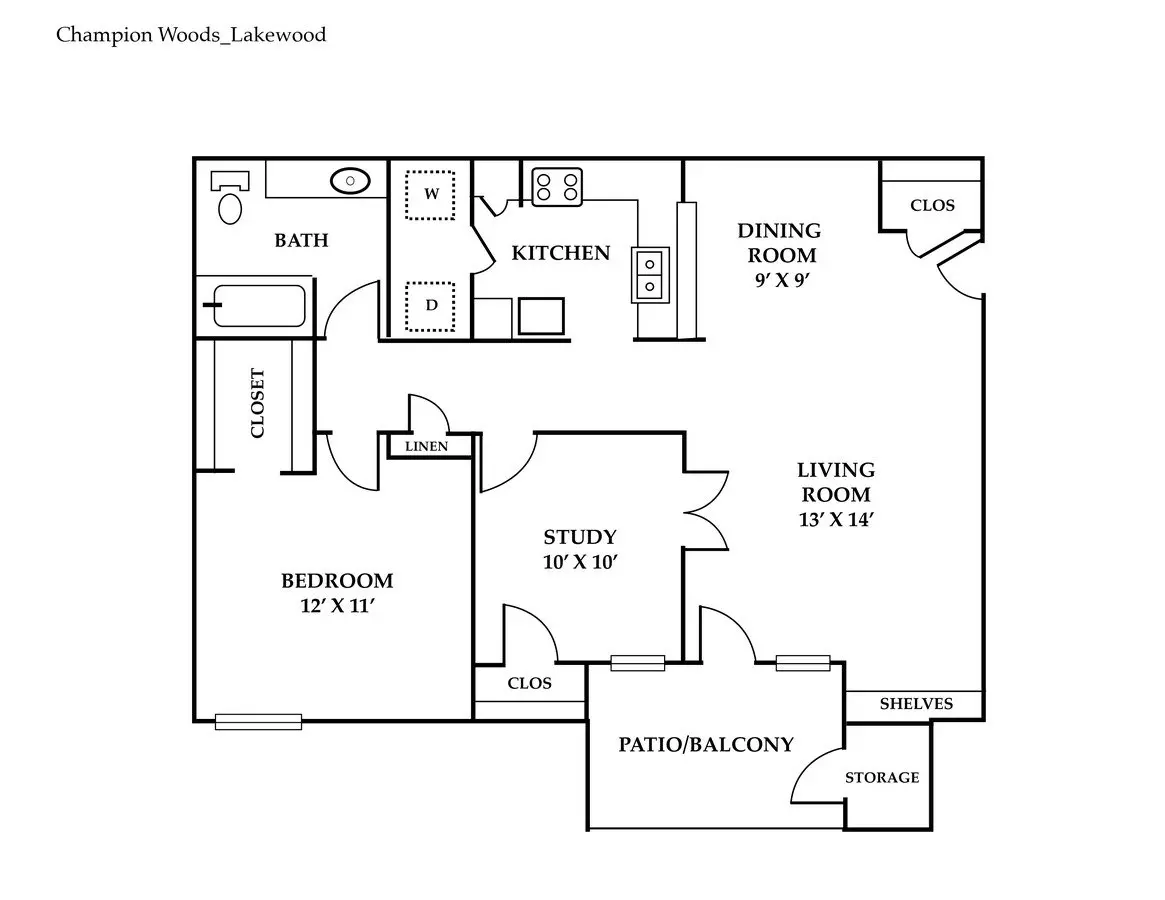 2 Beds • 1 Bath 608 floor plan