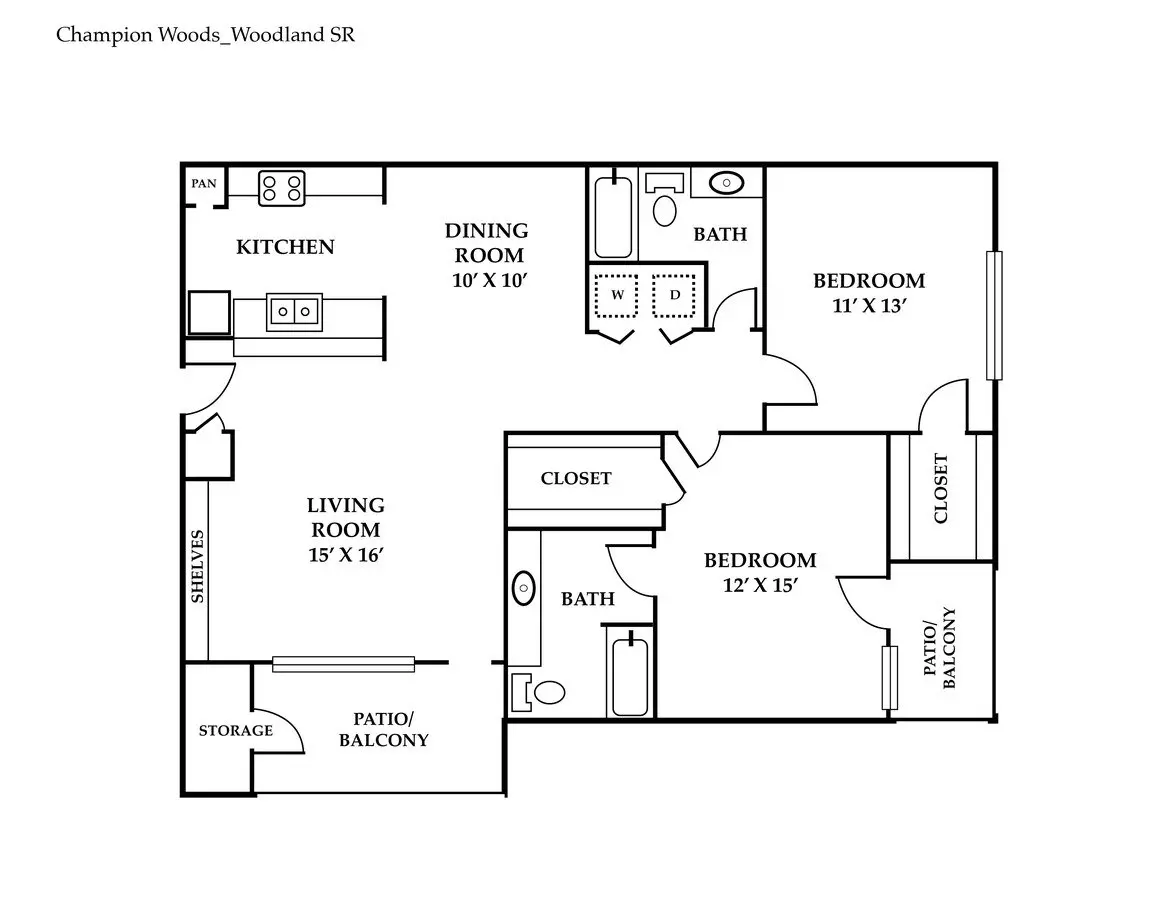 2 Beds • 2 Bath 409 floor plan