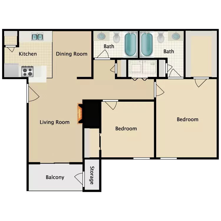 2x2 floor plan