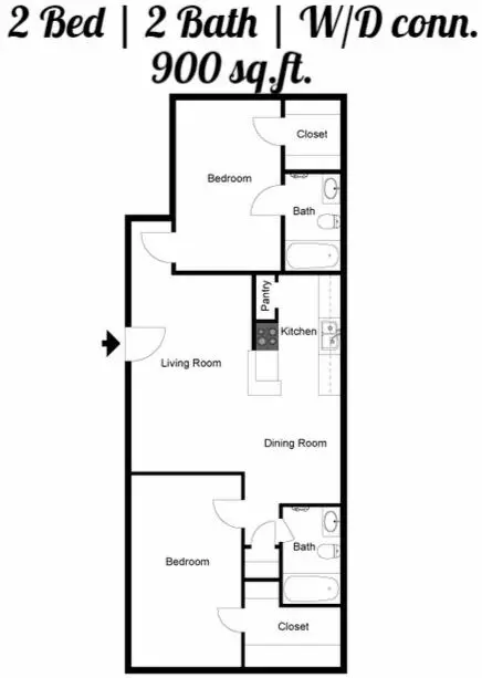 2 Bed 2 Bath 312 floor plan