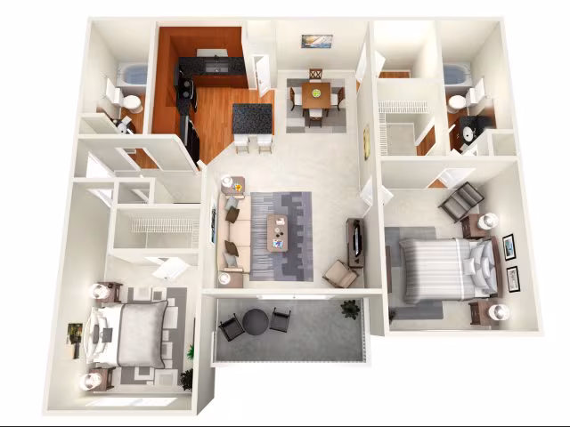 2 Beds • 2 Bath 0316 floor plan