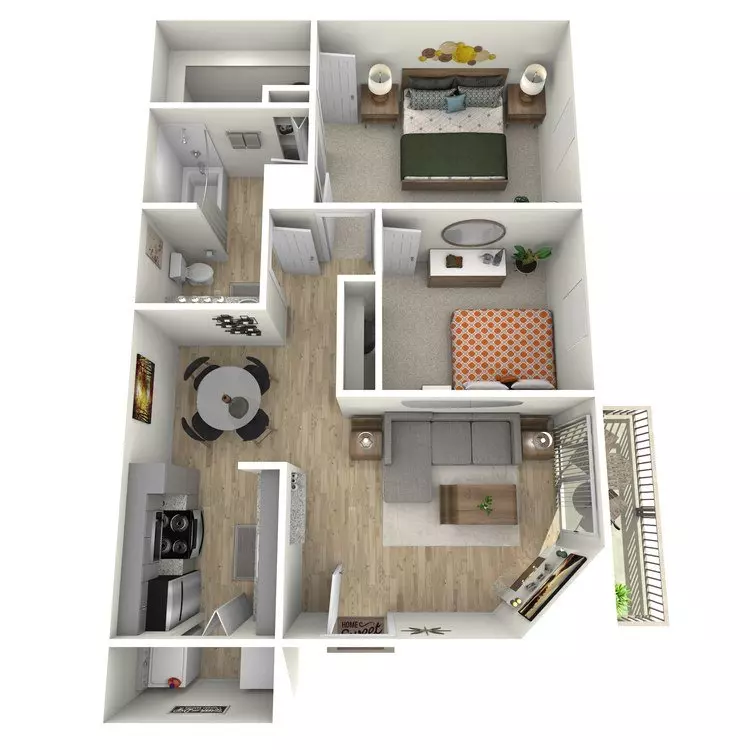 2 Beds • 1 Bath 1710 floor plan