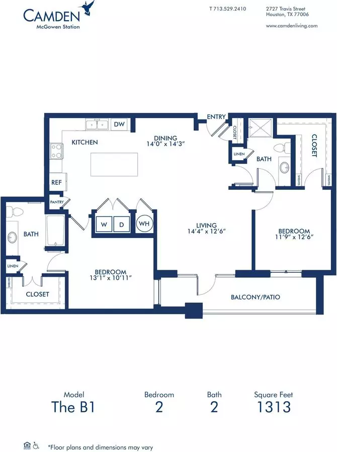 2 Beds • 2 Bath 427 floor plan