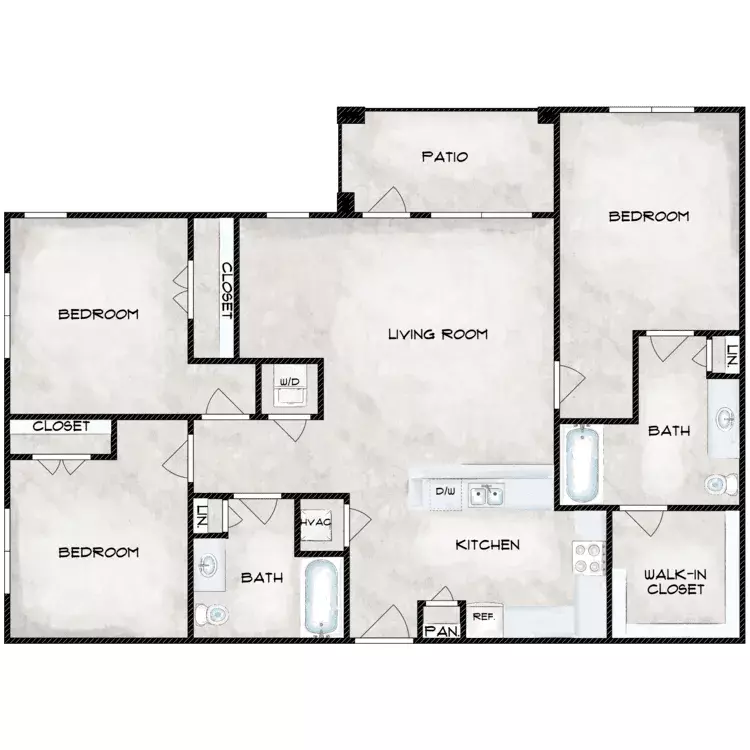 3 Beds • 2 Bath 219 floor plan