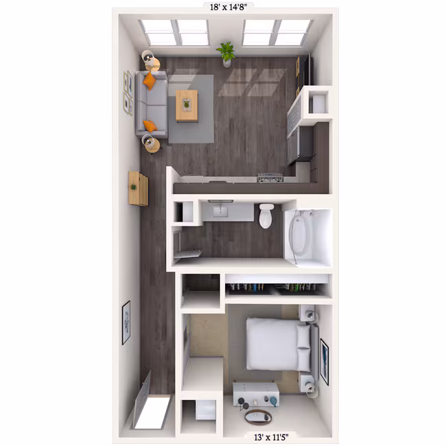 Studio • 1 Bath 511 floor plan