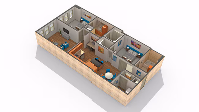 2 Beds • 2 Bath B417 floor plan