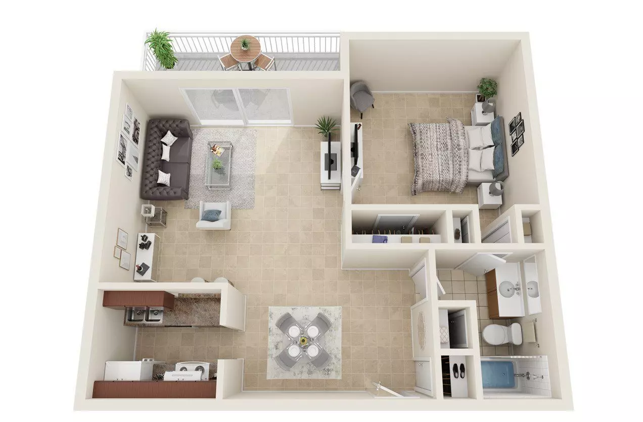 1 Bed/1 Bath 2205 floor plan