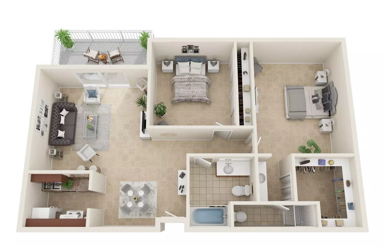 2 Bed/2 Bath 2142 floor plan