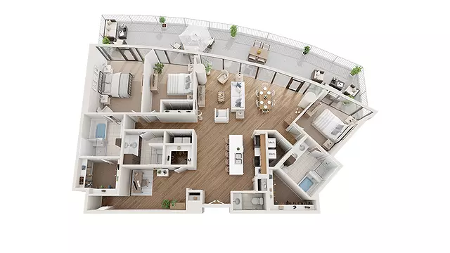 3 Beds • 3 Bath PH3 floor plan