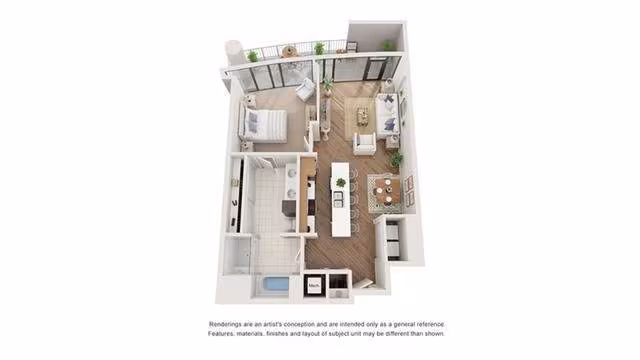 1 Bed • 1 Bath 16A floor plan