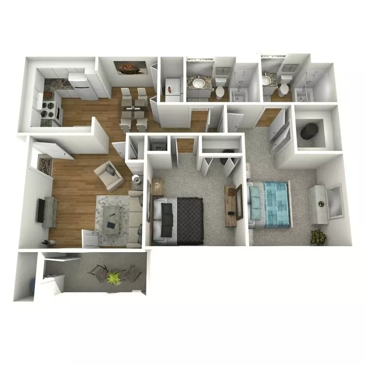 2 Bed, 2 Bath (60% Income Restricted) 5-5307 floor plan