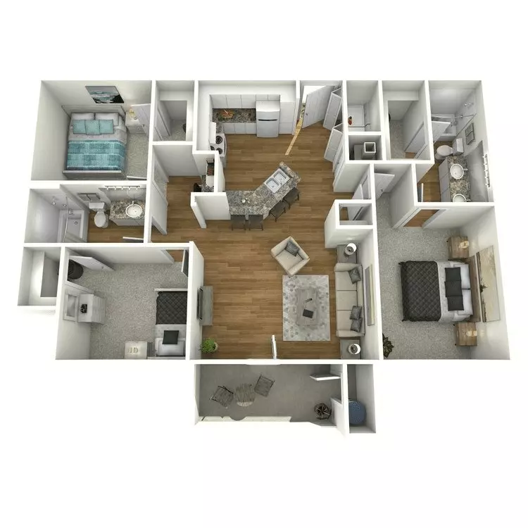 3 Bed, 2 Bath (60% Income Restricted) 4-4210 floor plan