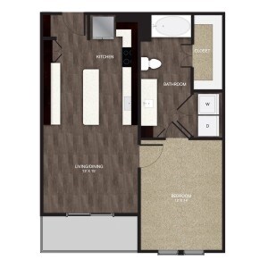 1 Bed • 1 Bath 2453 floor plan