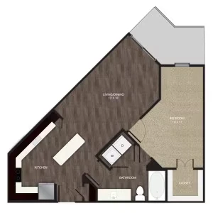 1 Bed • 1 Bath 2302 floor plan