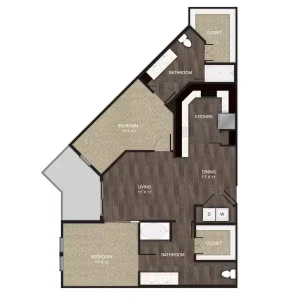 2 Beds • 2 Bath 1418 floor plan
