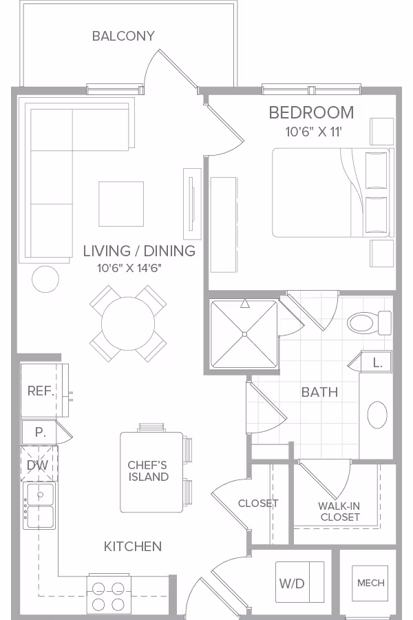 1 Bed • 1 Bath 134 floor plan