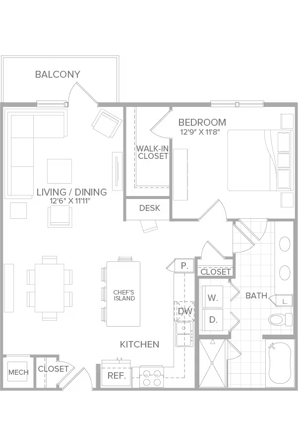 1 Bed • 1 Bath 439 floor plan
