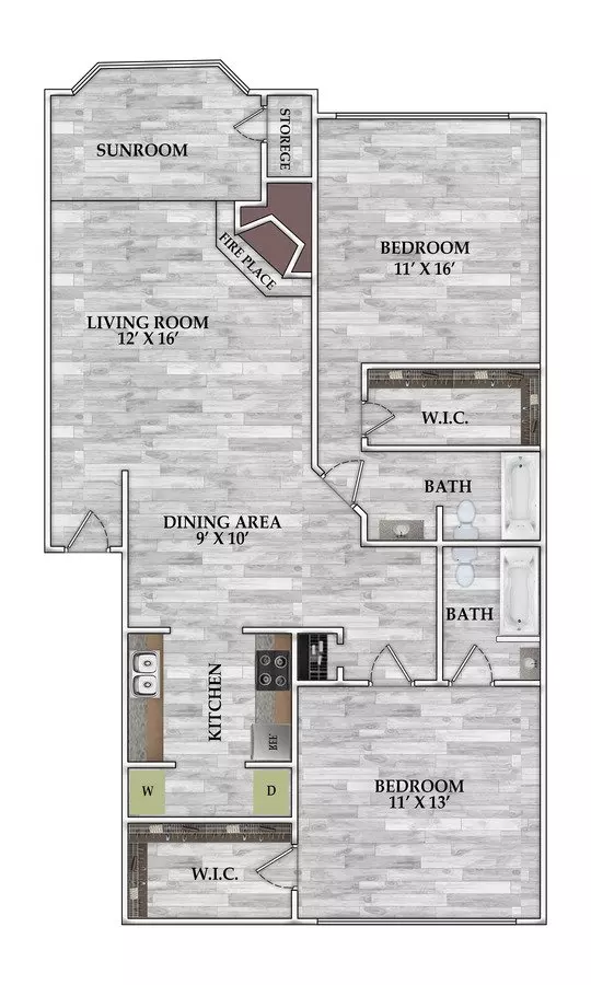 2 Beds • 2 Bath 113 floor plan
