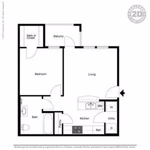 1 Bed • 1 Bath 04-433 floor plan