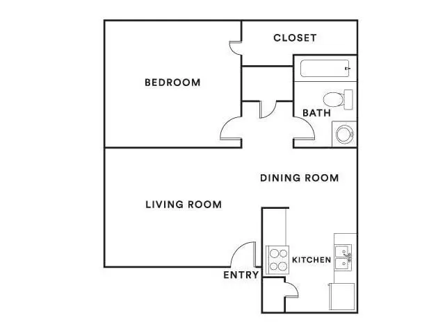 1 Bedroom 812 floor plan