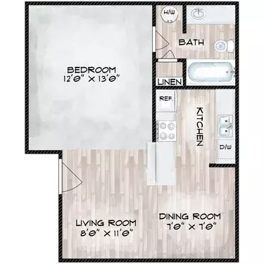 Studio • 1 Bath 219 floor plan