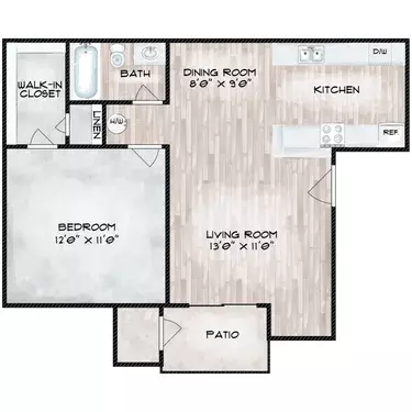 1 Bed • 1 Bath 1001 floor plan