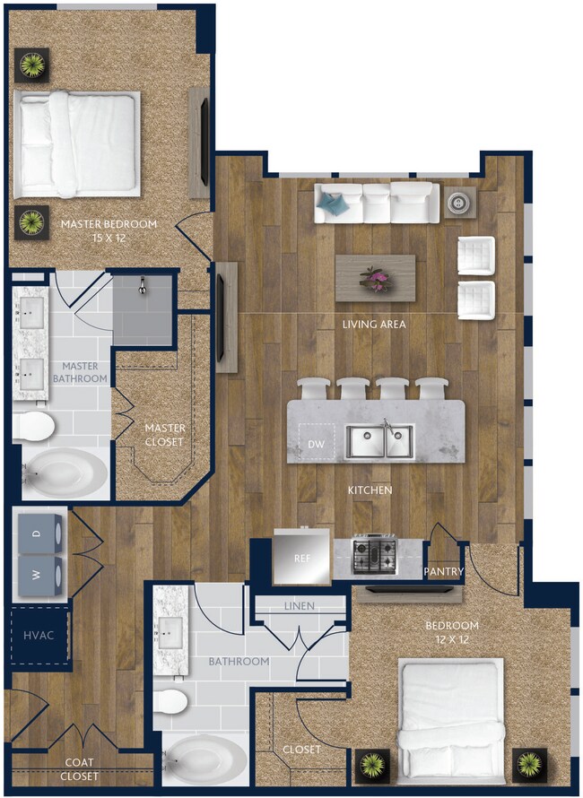 2 Beds • 2 Bath 207 floor plan