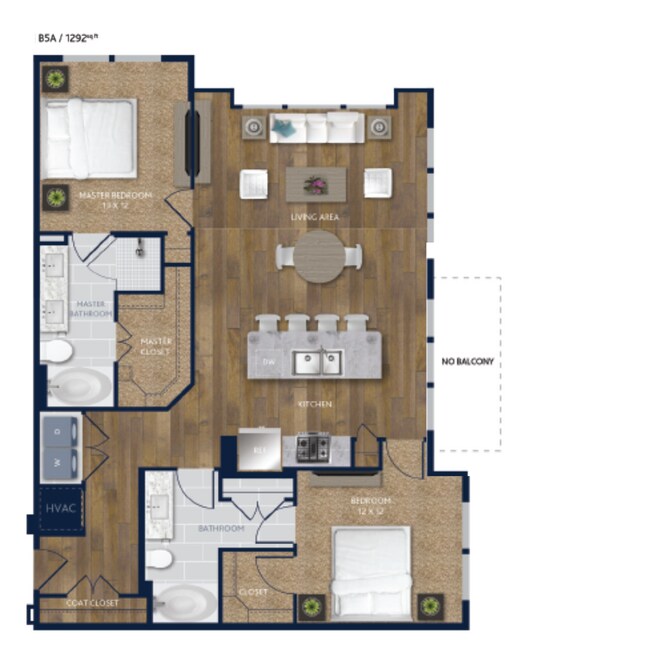 2 Beds • 2 Bath 507 floor plan