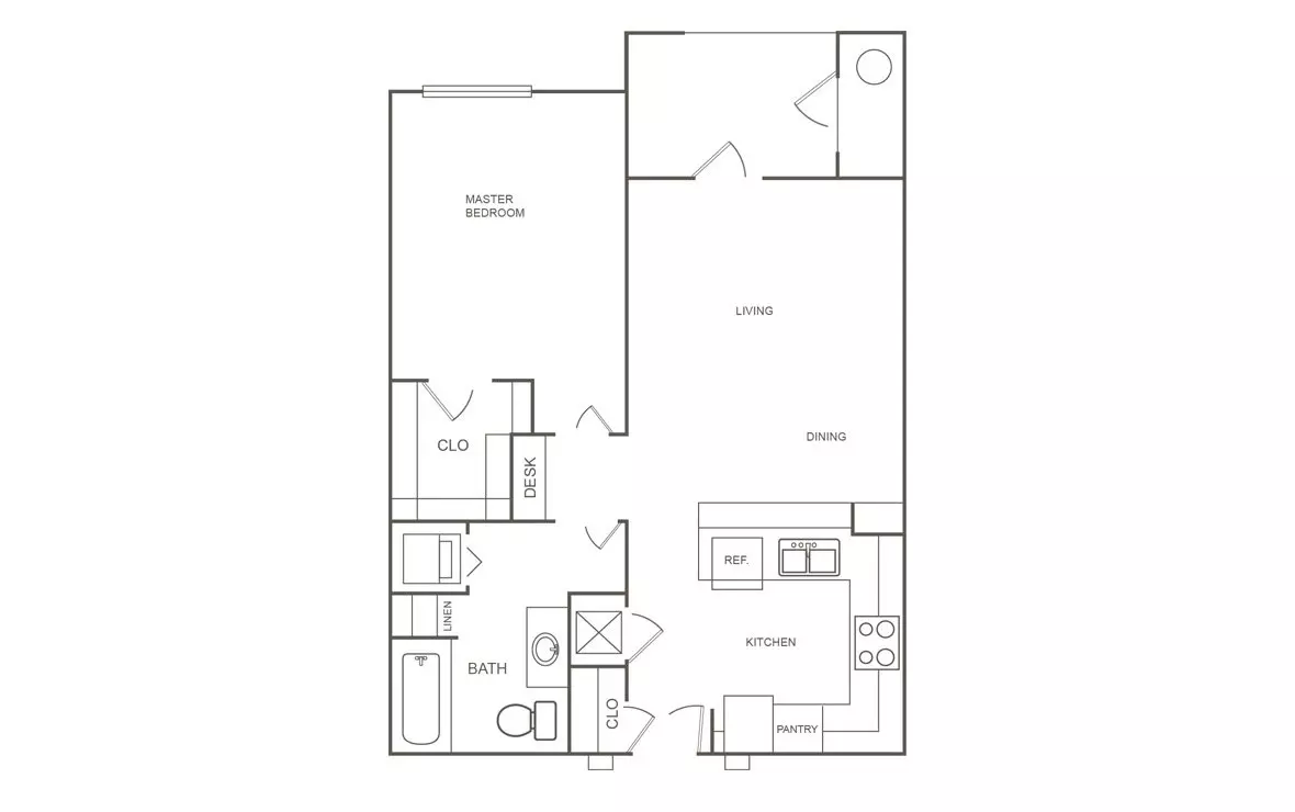 1 Bed • 1 Bath A2 floor plan