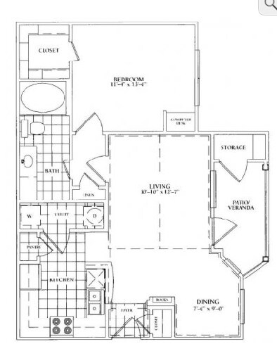 1x1 1233 floor plan