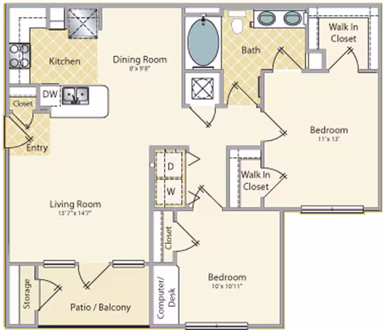 2 Beds • 2 Bath 2309 floor plan
