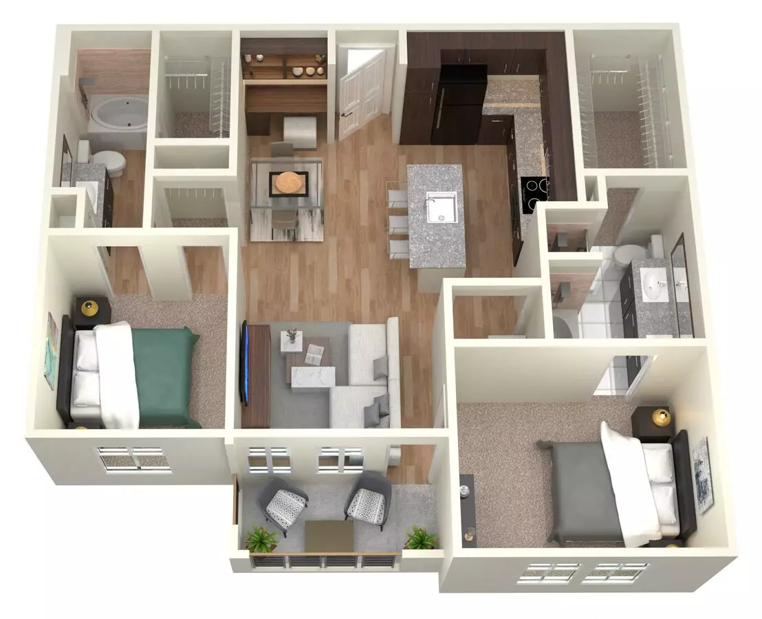 2 Beds • 2 Bath 414 floor plan