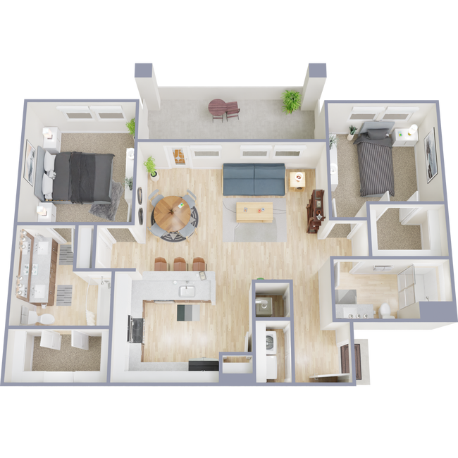 2 Beds • 2 Bath 1117 floor plan