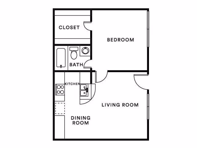 1 Bed • 1 Bath 2324 floor plan