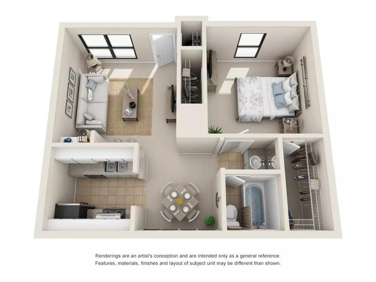 1 Bed • 1 Bath 818 floor plan