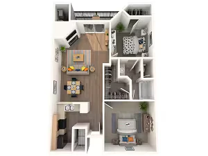2 Beds • 1 Bath 0108 floor plan